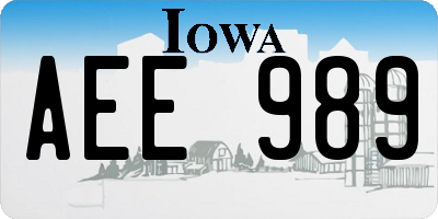 IA license plate AEE989