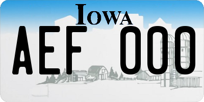 IA license plate AEF000