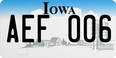 IA license plate AEF006