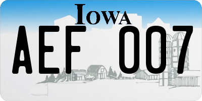 IA license plate AEF007