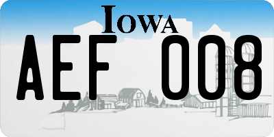IA license plate AEF008