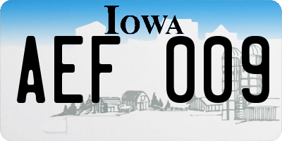 IA license plate AEF009