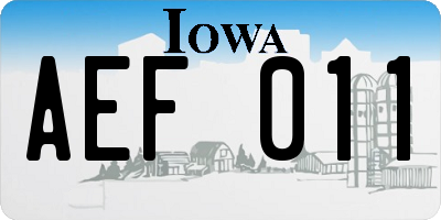 IA license plate AEF011