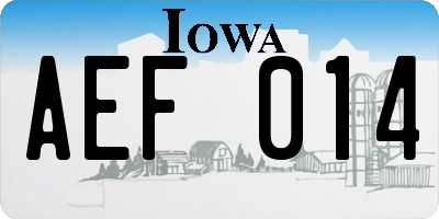 IA license plate AEF014