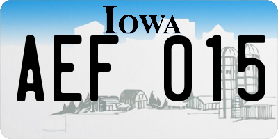 IA license plate AEF015