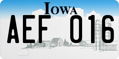 IA license plate AEF016