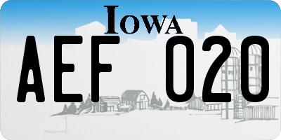 IA license plate AEF020