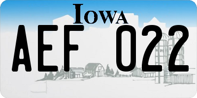 IA license plate AEF022