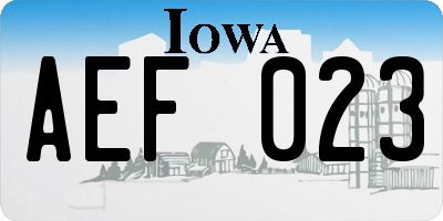 IA license plate AEF023