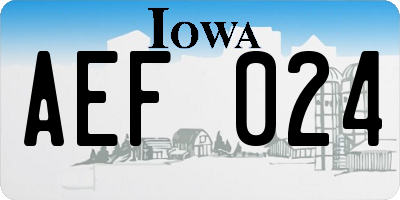 IA license plate AEF024
