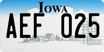 IA license plate AEF025