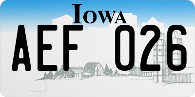 IA license plate AEF026