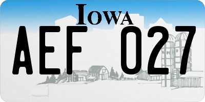 IA license plate AEF027