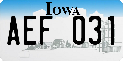 IA license plate AEF031