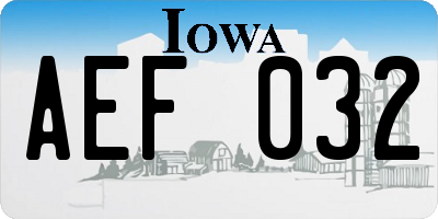 IA license plate AEF032