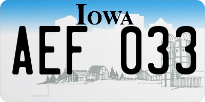 IA license plate AEF033