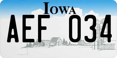 IA license plate AEF034
