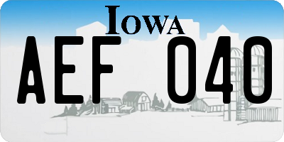 IA license plate AEF040