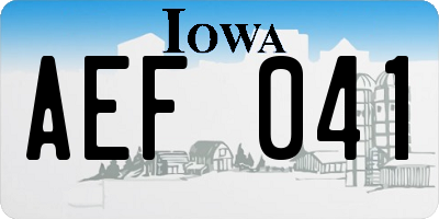 IA license plate AEF041