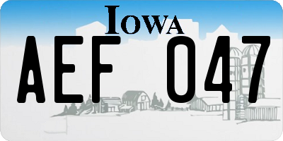 IA license plate AEF047