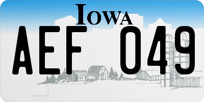 IA license plate AEF049