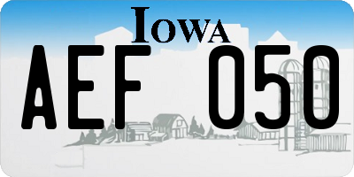 IA license plate AEF050