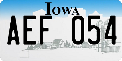 IA license plate AEF054