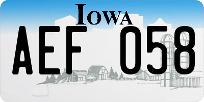 IA license plate AEF058