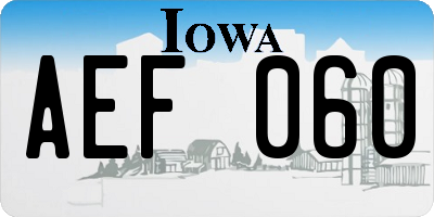 IA license plate AEF060