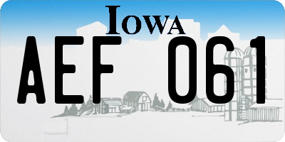 IA license plate AEF061