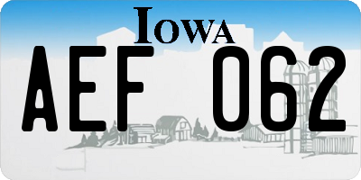 IA license plate AEF062