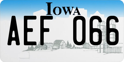 IA license plate AEF066