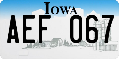 IA license plate AEF067