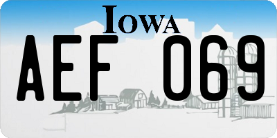 IA license plate AEF069
