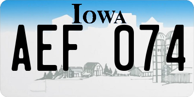 IA license plate AEF074