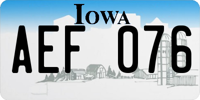 IA license plate AEF076