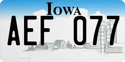 IA license plate AEF077