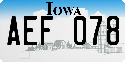 IA license plate AEF078