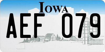 IA license plate AEF079