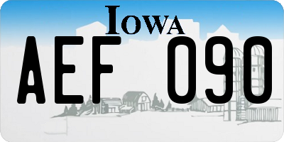 IA license plate AEF090
