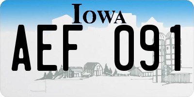 IA license plate AEF091