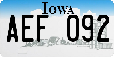 IA license plate AEF092