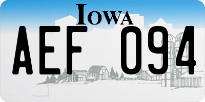 IA license plate AEF094