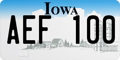 IA license plate AEF100