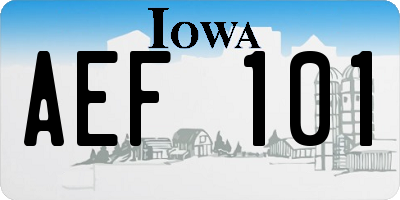 IA license plate AEF101