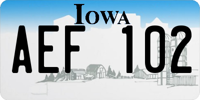 IA license plate AEF102