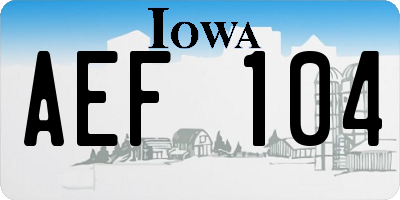 IA license plate AEF104