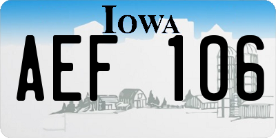 IA license plate AEF106