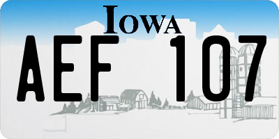 IA license plate AEF107
