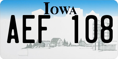 IA license plate AEF108